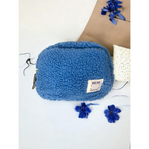 Unisex TOMS Belt Bag Sherpa Fuzzy Blue Fanny Pack One Size Stitch wear crossbody